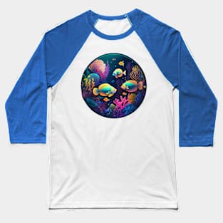 Tropical Fish in 16 bit Reef Underwater Baseball T-Shirt